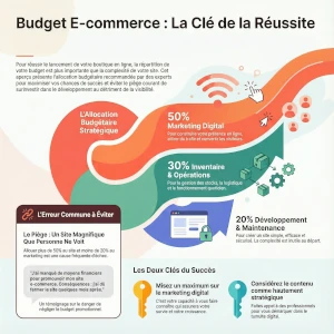 Infographie sur les clefs de la réussite dans l'e-commerce.
