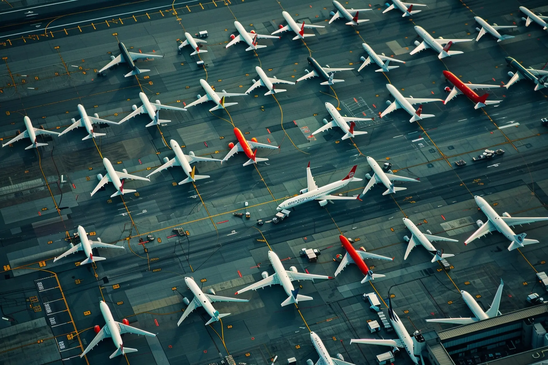 Avions de compagnies aériennes posés sur un tarmac