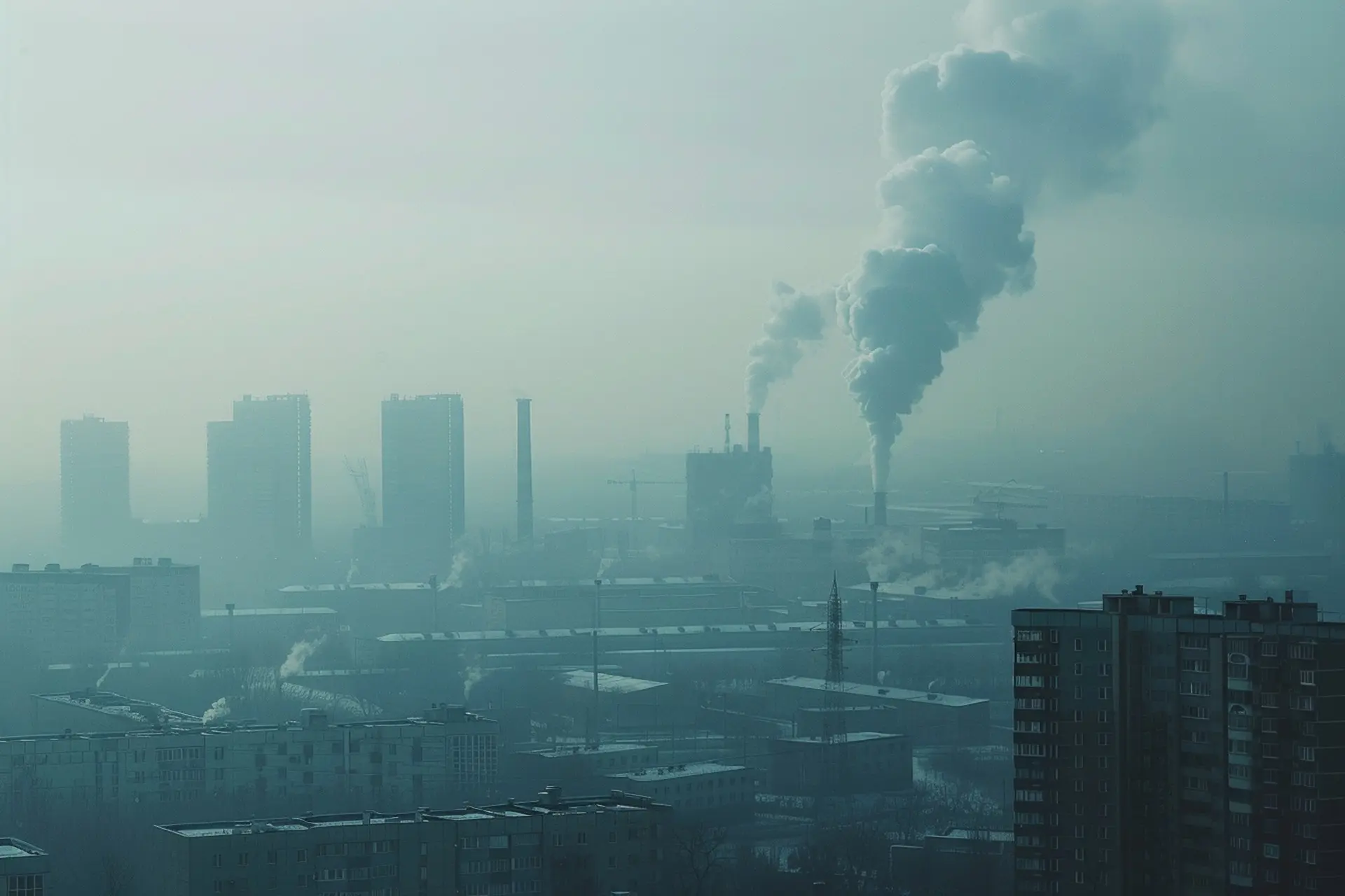 Cheminées d'usines crachant de la fumée à Mexico